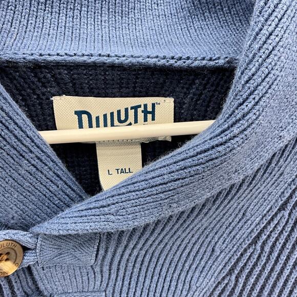 Duluth Trading Company Blue Brigadier Shawl Collar Heavy Sweater Men Large - Picture 4 of 11